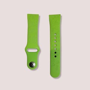 Galaxy Watch Laser Engraved Alice in Wonderland Lime Green Silicone Watchband